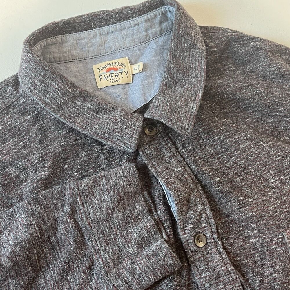 Faherty Polo Shirt Mens XL Gray Movement Long Sleeve Stretch Comfort